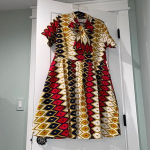 Sucrefas Ikat Fit and Flare dress with bow